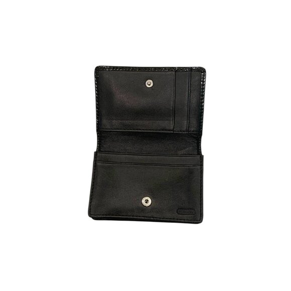 Vintage Black Coach Signature Jacquard Canvas Bifold Compact Wallet Card Case - Picture 11 of 14